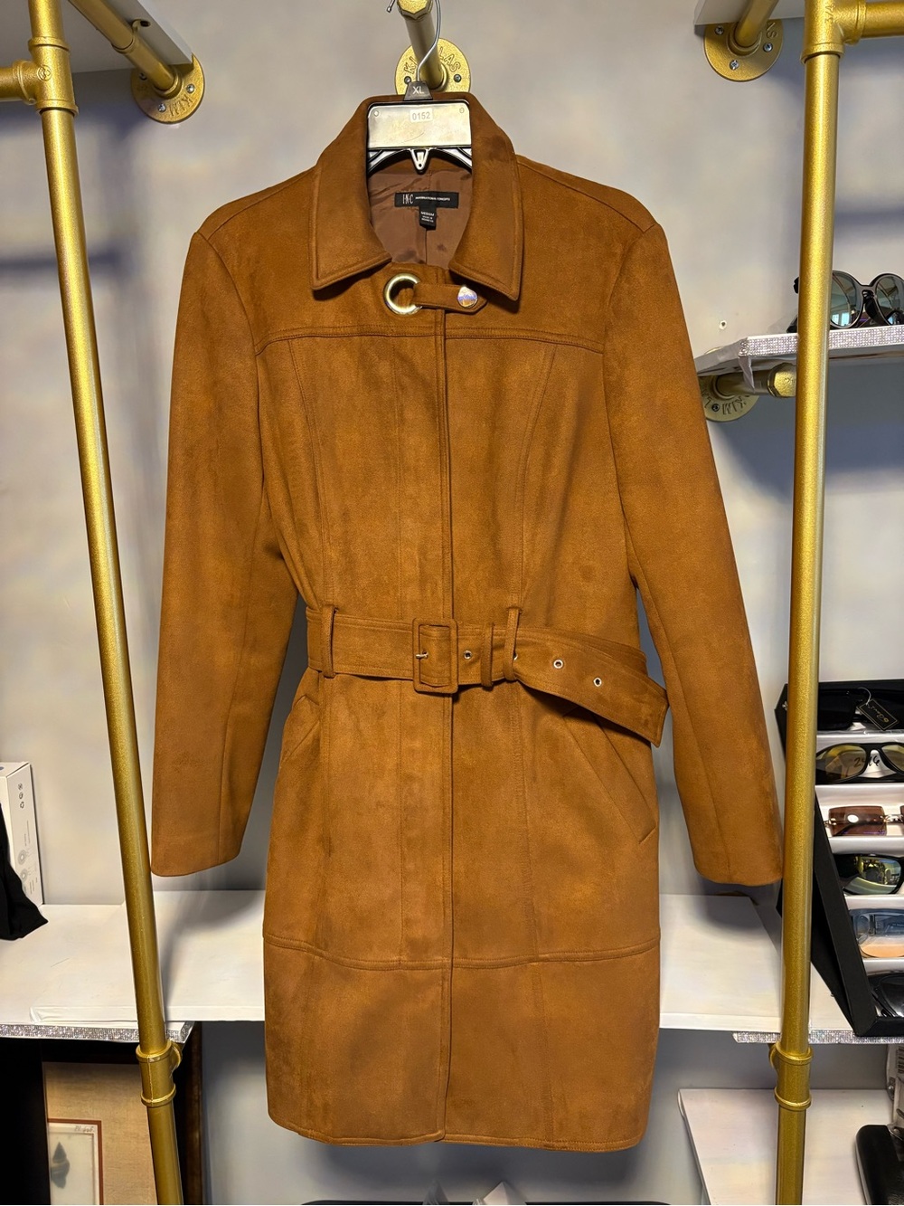 INC Faux Suede Belted Trench styled Jacket